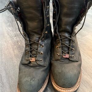 Chippewa Black Leather Men's Lace-Up Boots